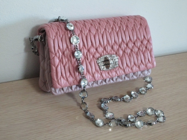 miumiuナッパクリスタル☆ビジューバッグ☆ピンクバイカラー (MiuMiu