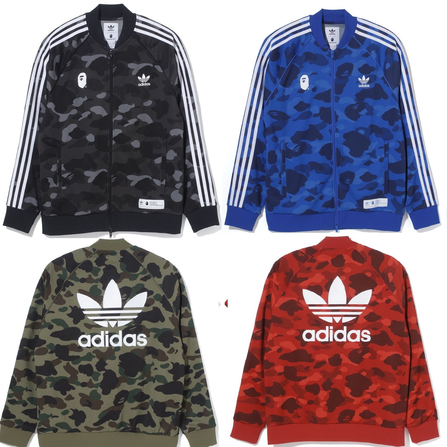送関込 Bape Adidas コラボ Adicolor セットアップ 4色 カモ柄 (A