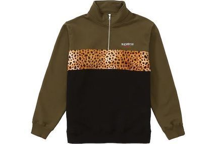 Week10 Supreme Leopard Panel Half Zip Sweatshirt 5色 S～XL