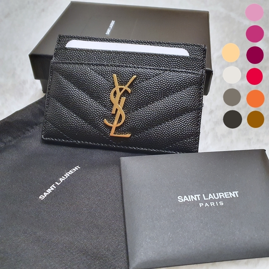 SAINT LAURENT】YSLロゴ付き☆レザー*クレジットカードケース (Saint