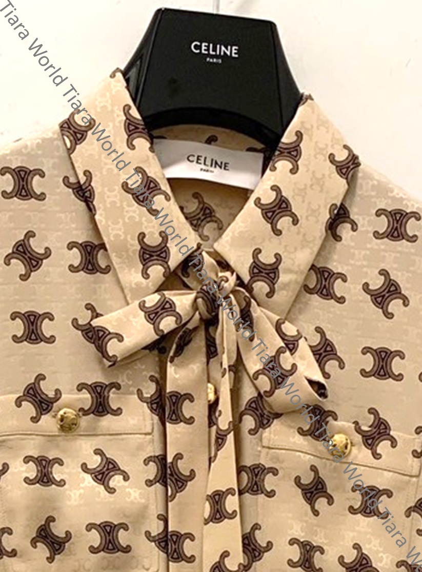 トリオンフ柄◇CELINE ラバリエール シルク ボウ ブラウス (CELINE