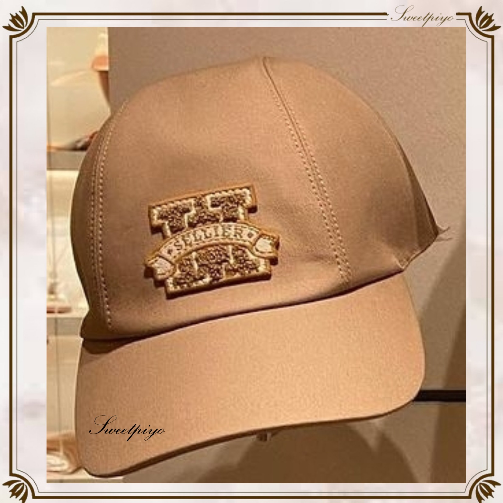 エルメス☆キャップ Hマーク カシミヤ ボタン付き カジュアル