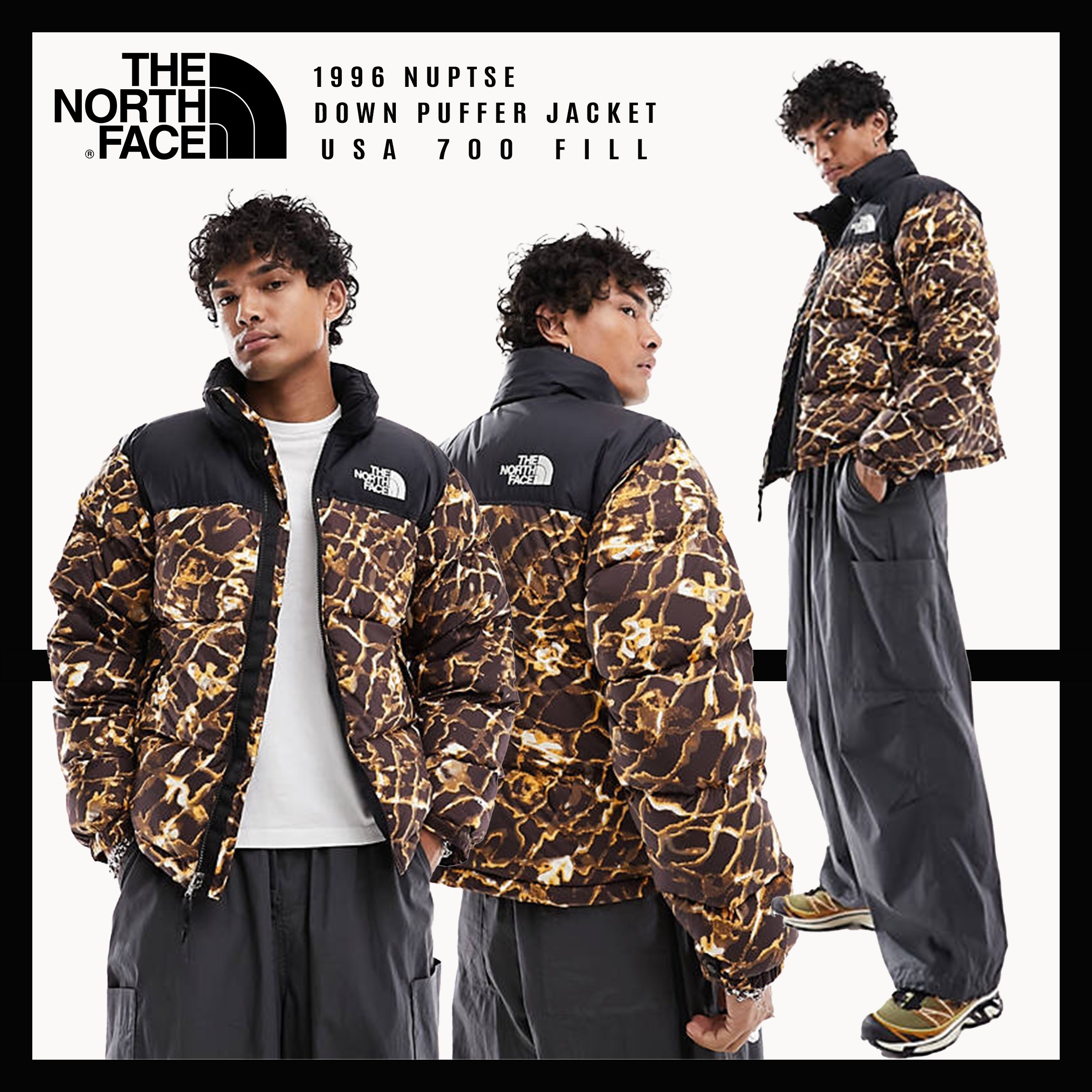 ☆TNF☆ヌプシ ダウンジャケット☆USA 700fill☆abstract print (THE