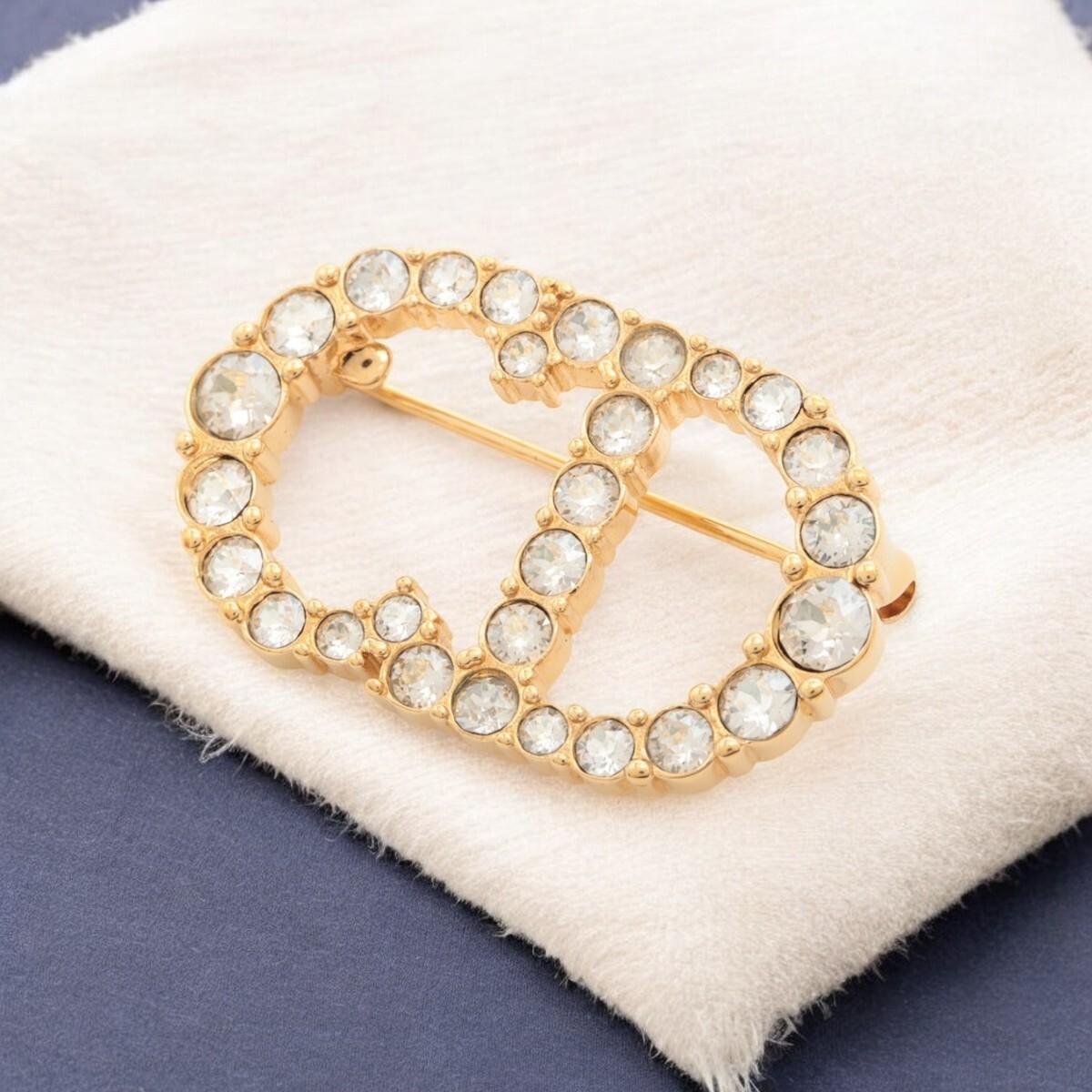 DIOR】ディオール CLAIR D LUNE CD ラインストーン ブローチ (Dior