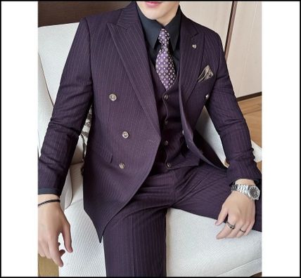 スリーピース セットアップスーツ パープル 高級感 成人式 二次会
