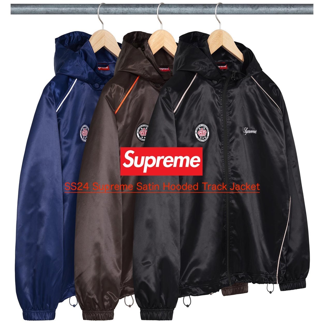 SS24 Supreme Satin Hooded Track Jacket - トラック ジャケット