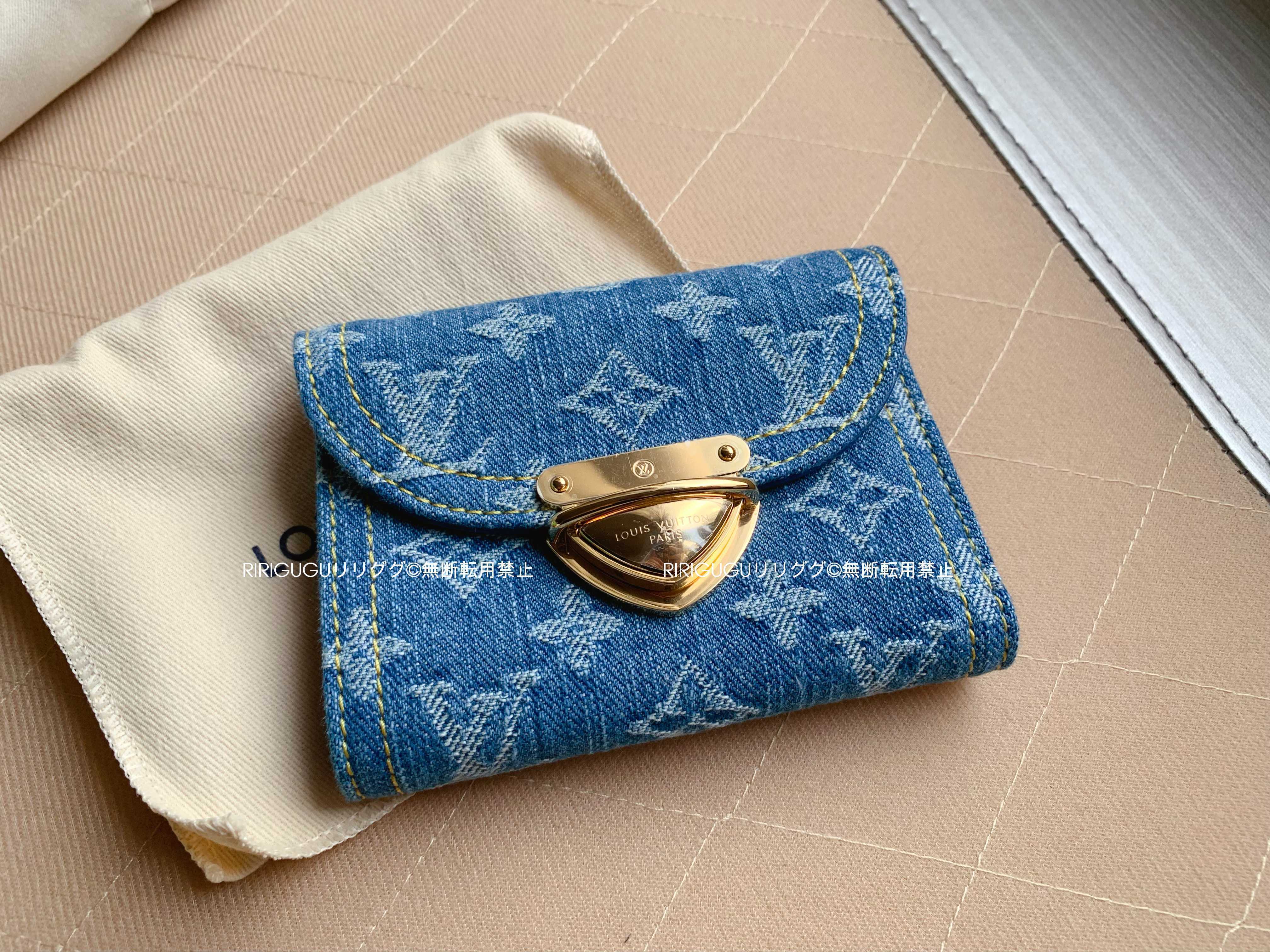 ルイヴィトン)M82959ポルトフォイユヴィクトリーヌ財布 デニム (Louis