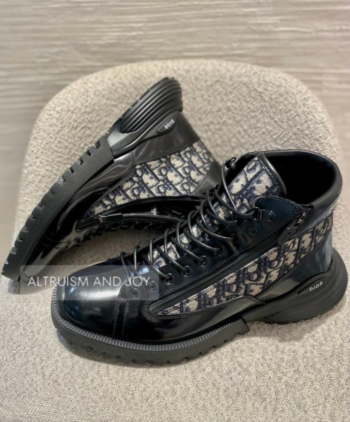 24SS☆ディオールオブリーク】DIOR Combat ショートブーツ (Dior