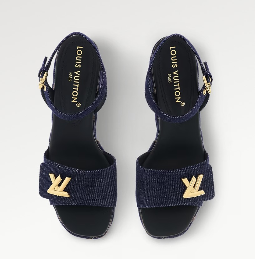 安定感抜群で疲れない♪】ルイヴィトン サンダル デニム 厚底 (Louis