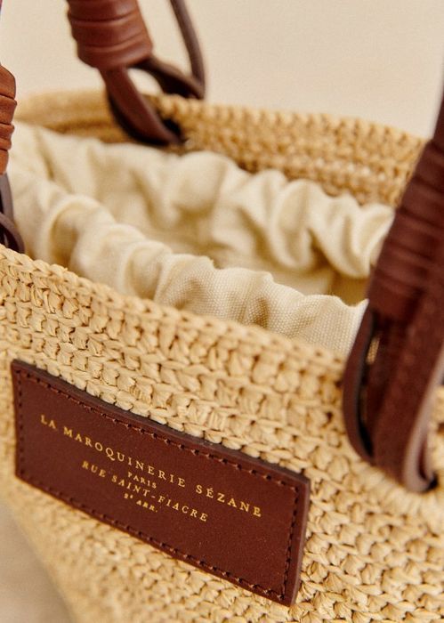 安心の国内配送】セザンヌ 可愛 編み込 ラフィア ミニ バック (SEZANE