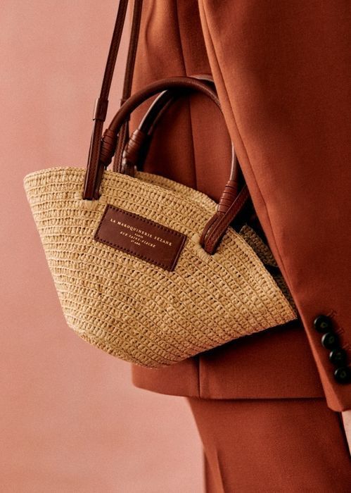 安心の国内配送】セザンヌ 可愛 編み込 ラフィア ミニ バック (SEZANE