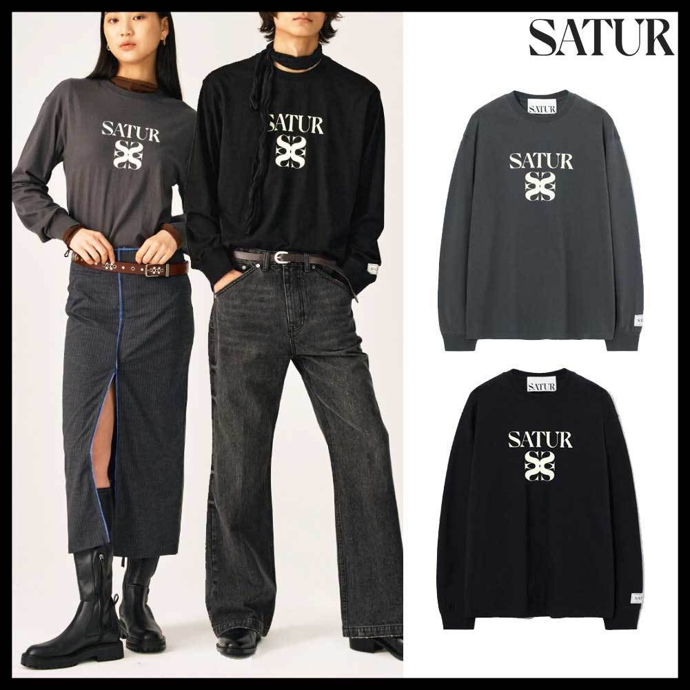 ○SATUR○CLASSIC LOGO LONGSLEEVE Tシャツ 長袖 男女兼用 人気 (SATUR