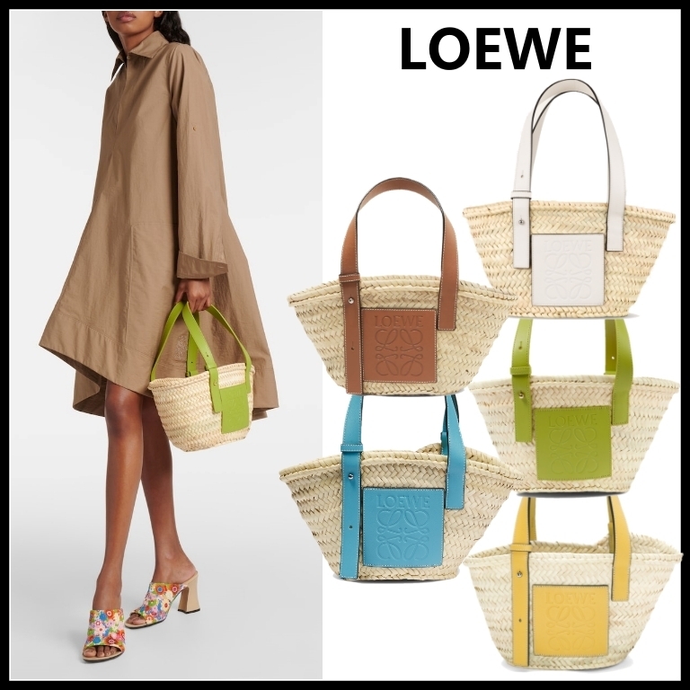 LOEWE】ロエベ バスケットバッグ スモール ラフィア&カーフ (LOEWE