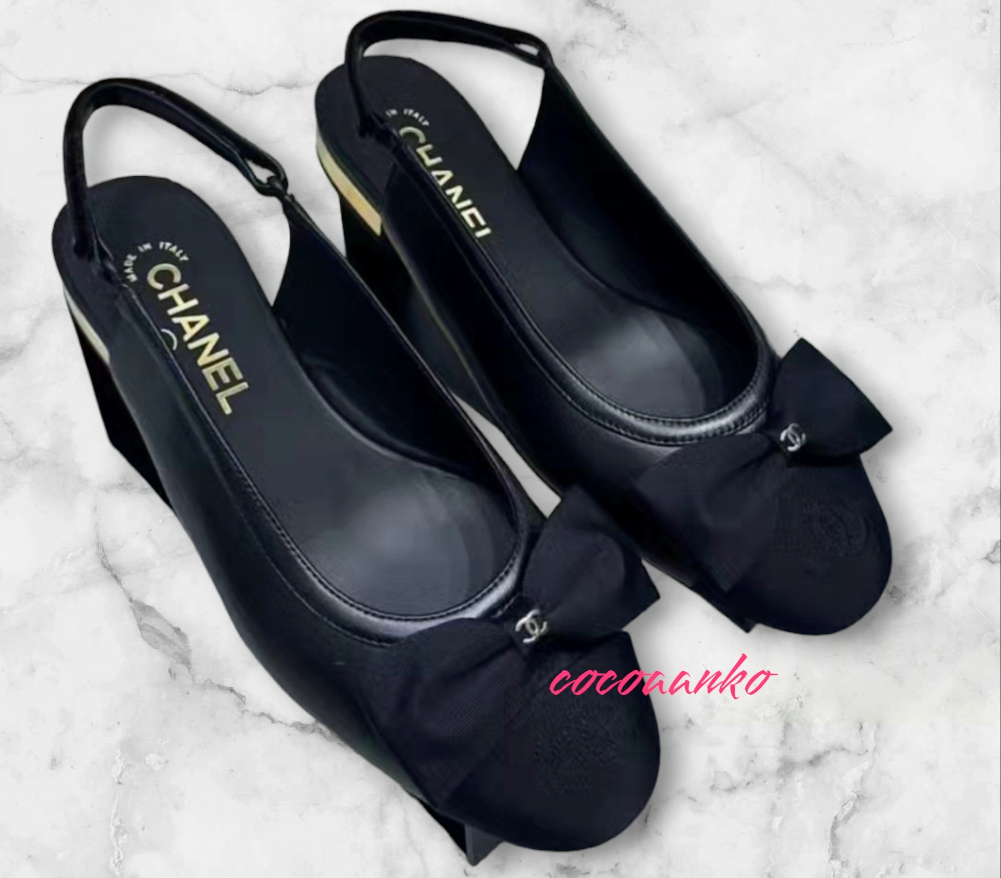 リボンがかわいい】CHANEL 24春夏限定 スリングバックシューズ (CHANEL