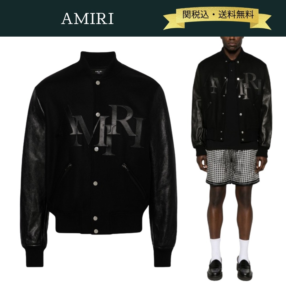 関税・送料込】AMIRI スタッガード ロゴ バーシティジャケット (AMIRI