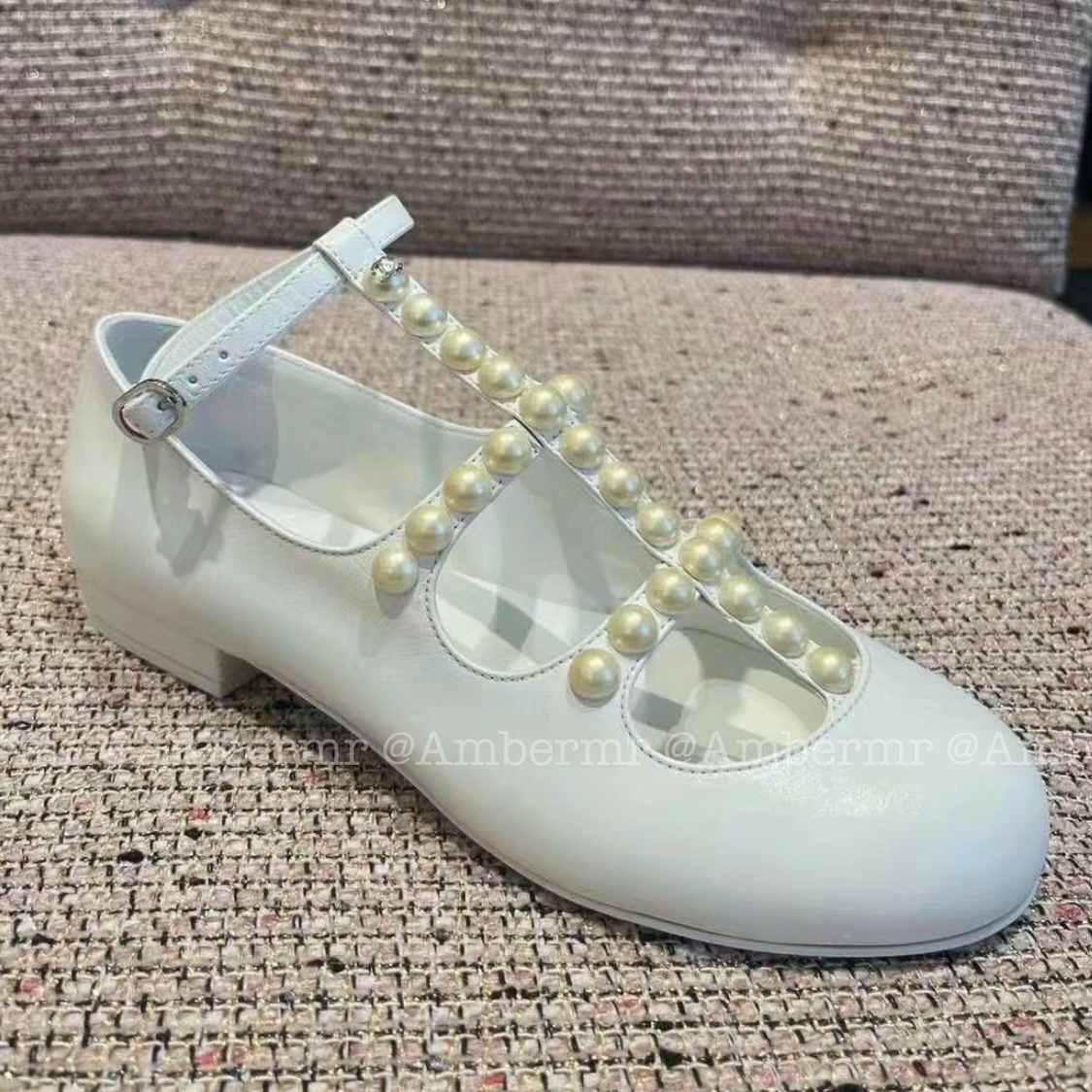 24A CHANEL CC メリージェーン アンクルストラップ パール (CHANEL