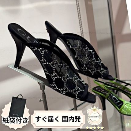 ブラック（黒）系 25cm GUCCI(グッチ) サンダル・ミュール(レディース