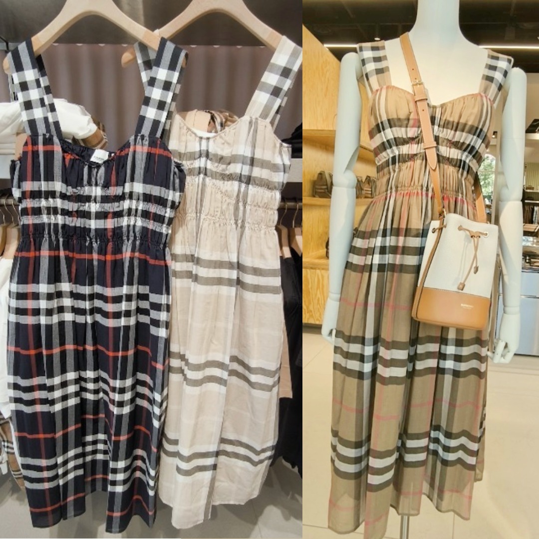 BURBERRY】DELILAH チェックギャザーワンピース (Burberry/ワンピース