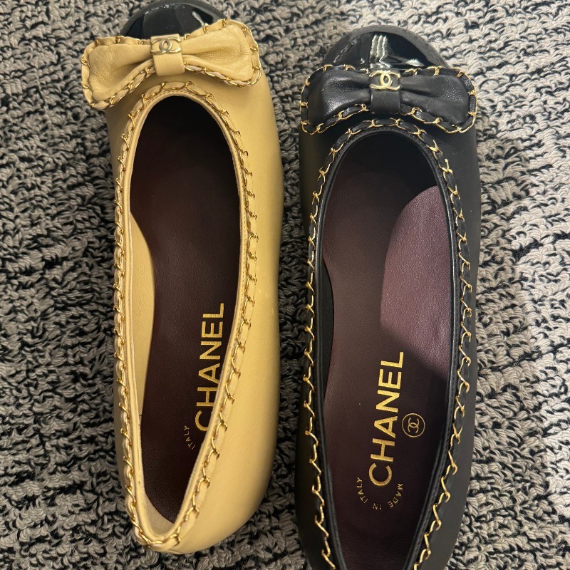 ☆リボンが可愛い☆【CHANEL】チェーントリミング バレリーナ (CHANEL