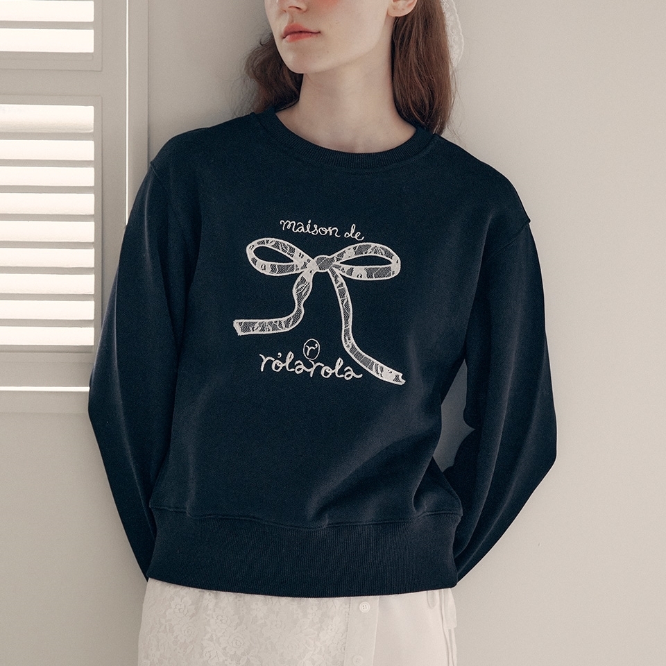 rolarola】24FALL☆LACE RIBBON SWEATSHIRT (S，M)