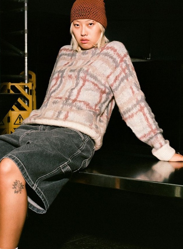 関税込◇洗練されたデザイン◇Dime チェック柄 モヘア ニット