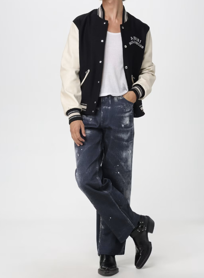 送料関税込み【AMIRI】HOCKEY VARSITY BOMBER JACKET in BLACK (AMIRI