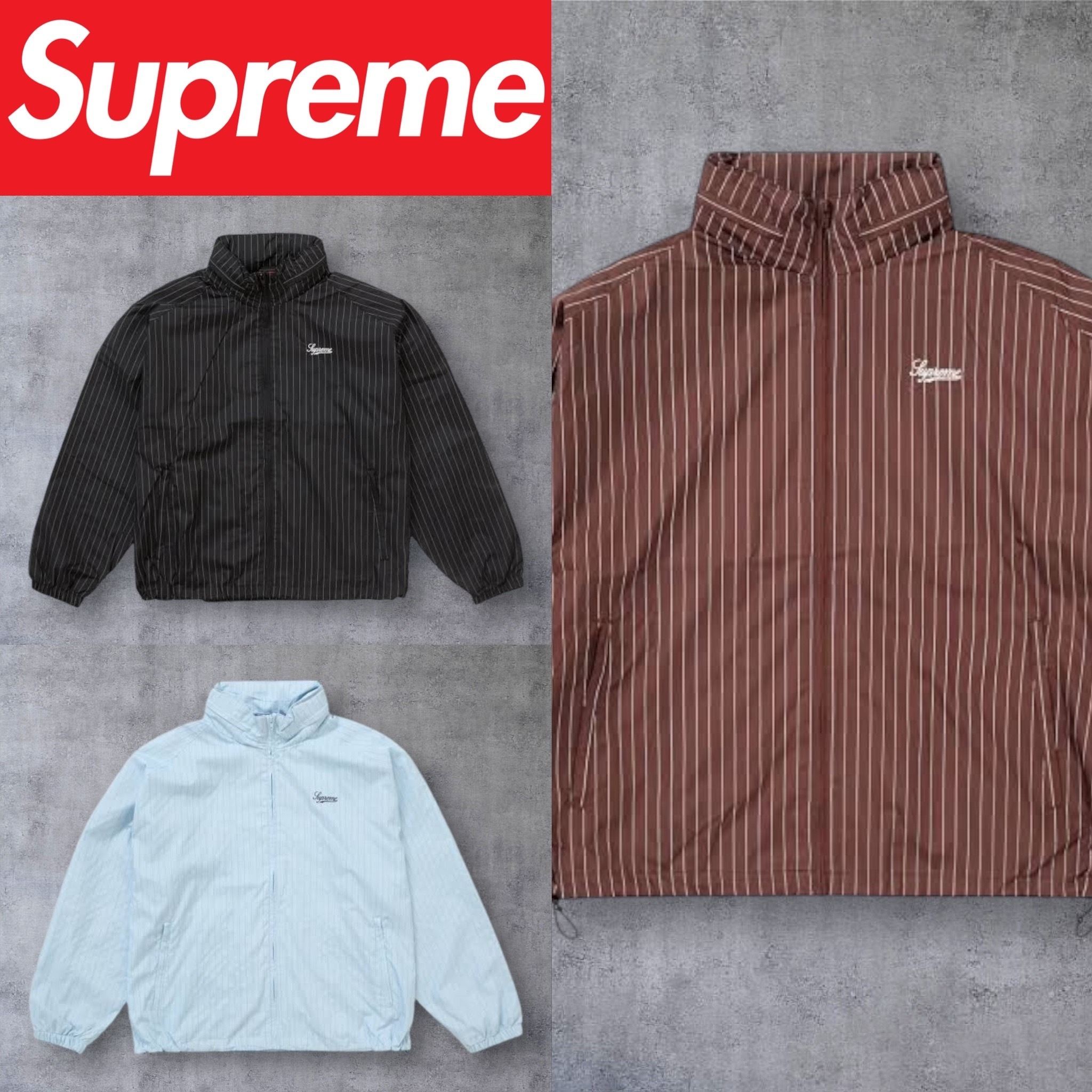 2024FW】Supreme Reflective Pinstripe Track Jacket (Supreme
