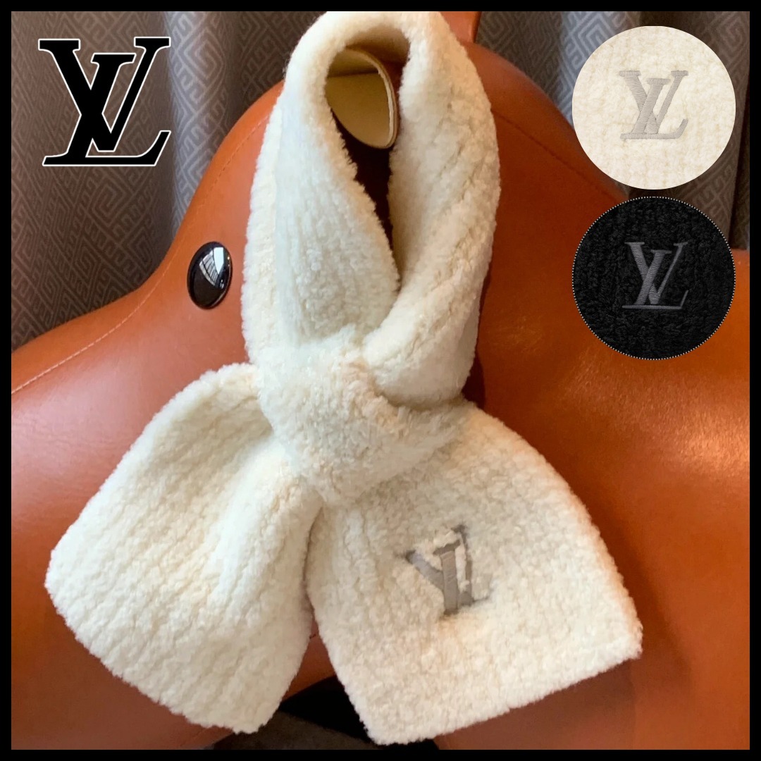 ギフトにも◇モフモフで可愛い♪】ルイヴィトン マフラー (Louis