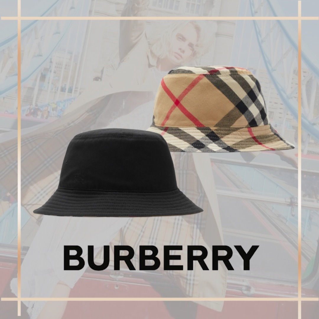 BURBERRY】リバーシブル コットンブレンド バケットハット (Burberry