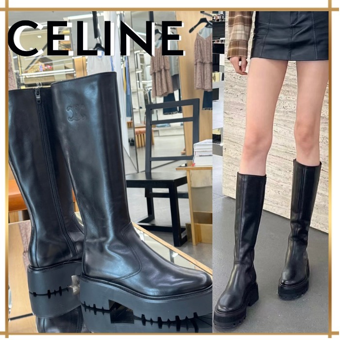 すぐに届く♪】CELINE バルキー ジップドブーツ カーフスキン (CELINE