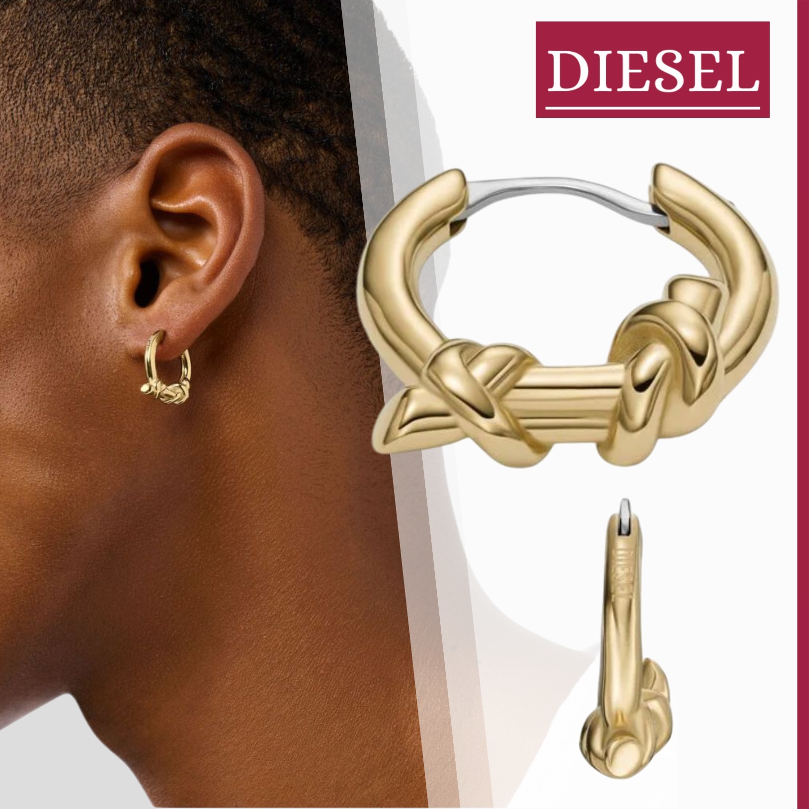 国内直営】DIESEL『DX1566 フープピアス シングル』送料込 (DIESEL