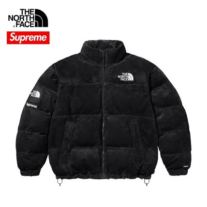 Supreme x The North Face】Suede Nuptse Jacket Black - 23FW
