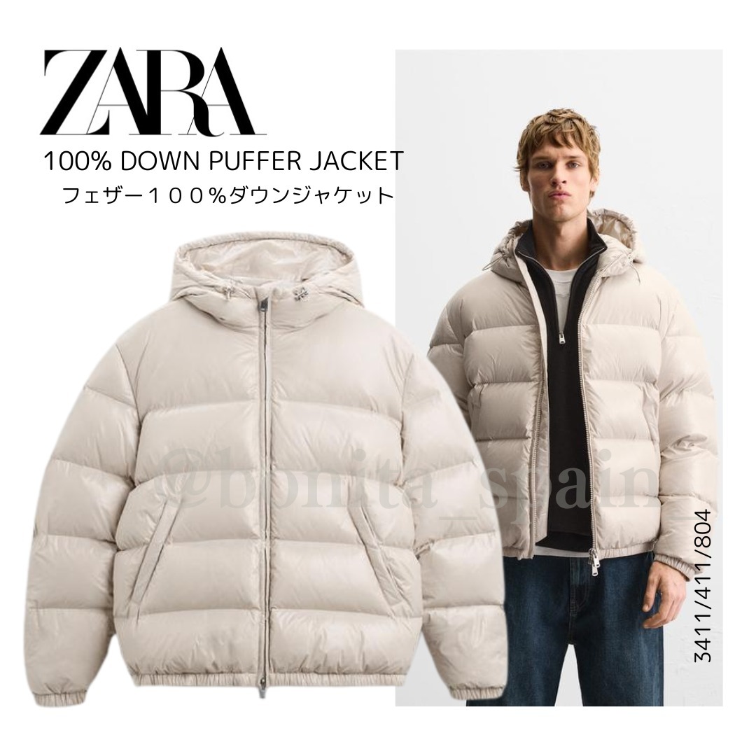 ZARA】フェザー100% ダウン パフジャケット 3411/411 (ZARA/ダウン