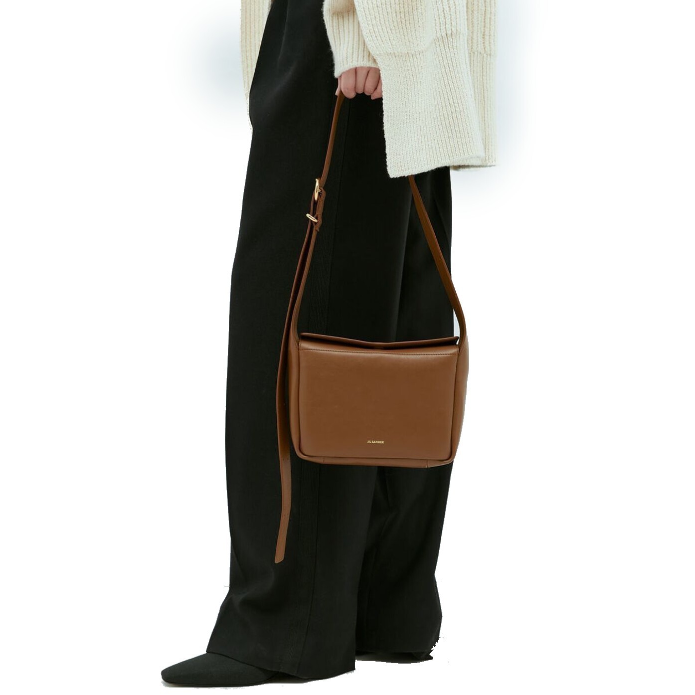 関税込 上品 ジルサンダー ショルダーバッグ フラップ ブラウンの通販