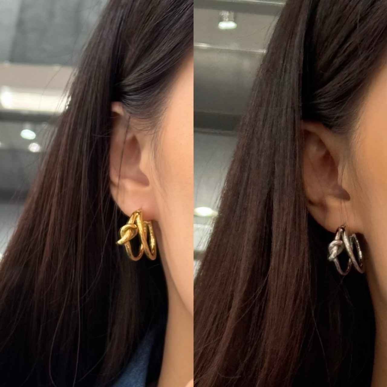 ラグジュアリーな余裕を♡】CELINE ノット ダブル フープ (CELINE