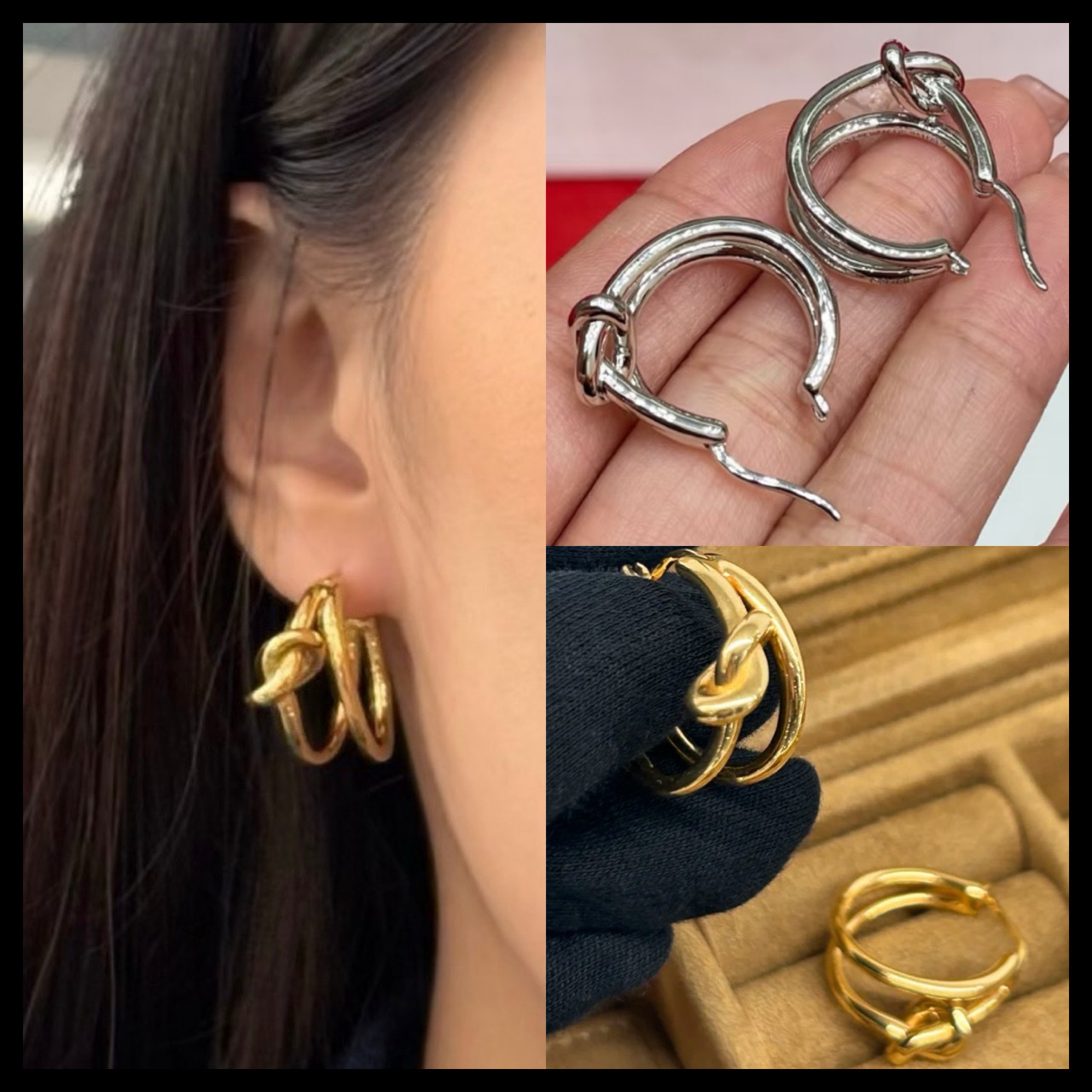 ラグジュアリーな余裕を♡】CELINE ノット ダブル フープ (CELINE