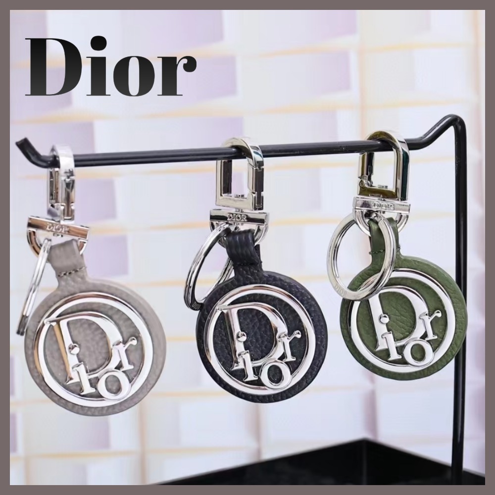 DIOR刻印入り♪】オブリーク グレインドカーフスキン (Dior/キーケース