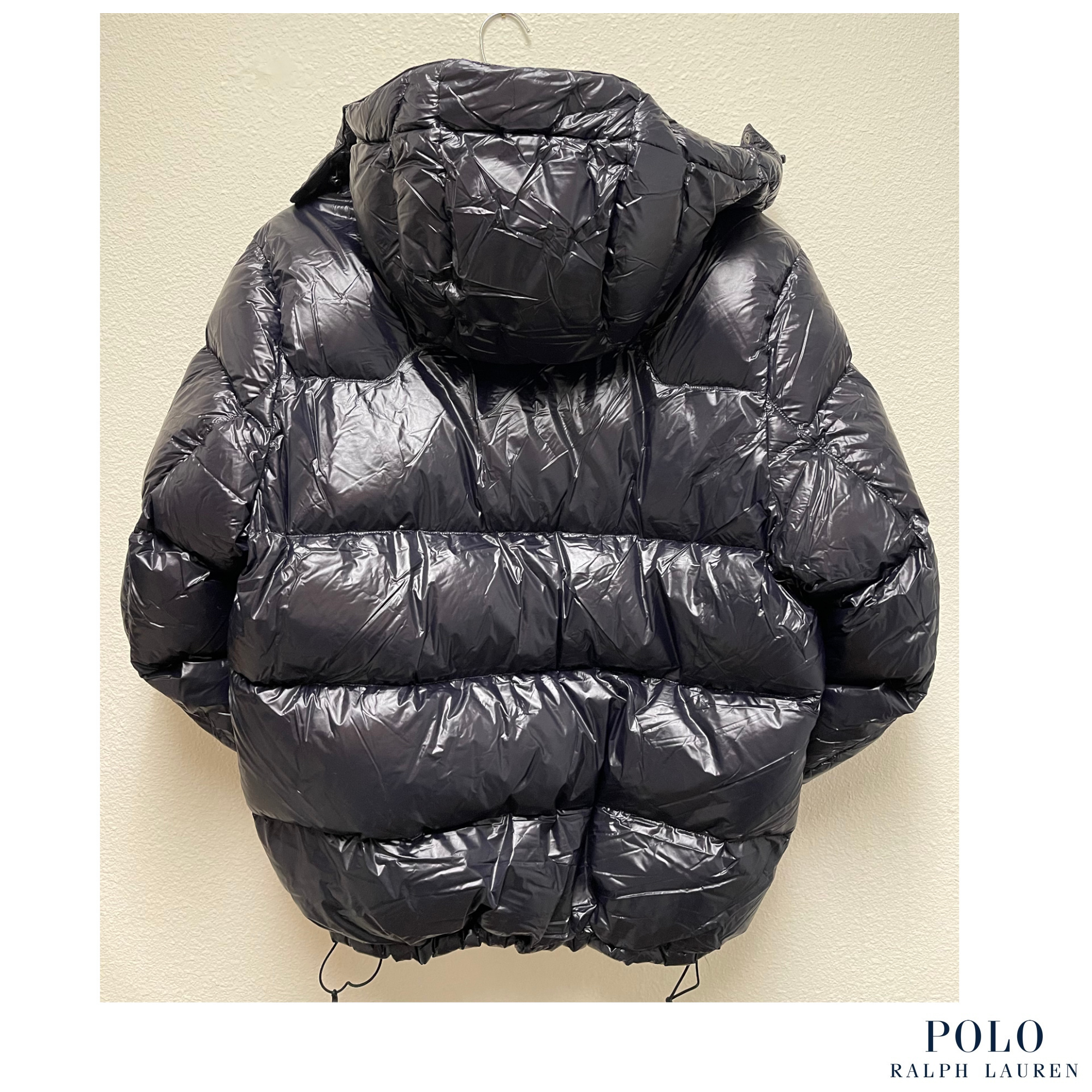 ポロラルフローレン] ブラックロゴ 光沢ダウンジャケット (POLO RALPH