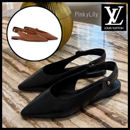 LOUIS VUITTON スエード フラットシューズ ブラック 34 1/2 LOUIS