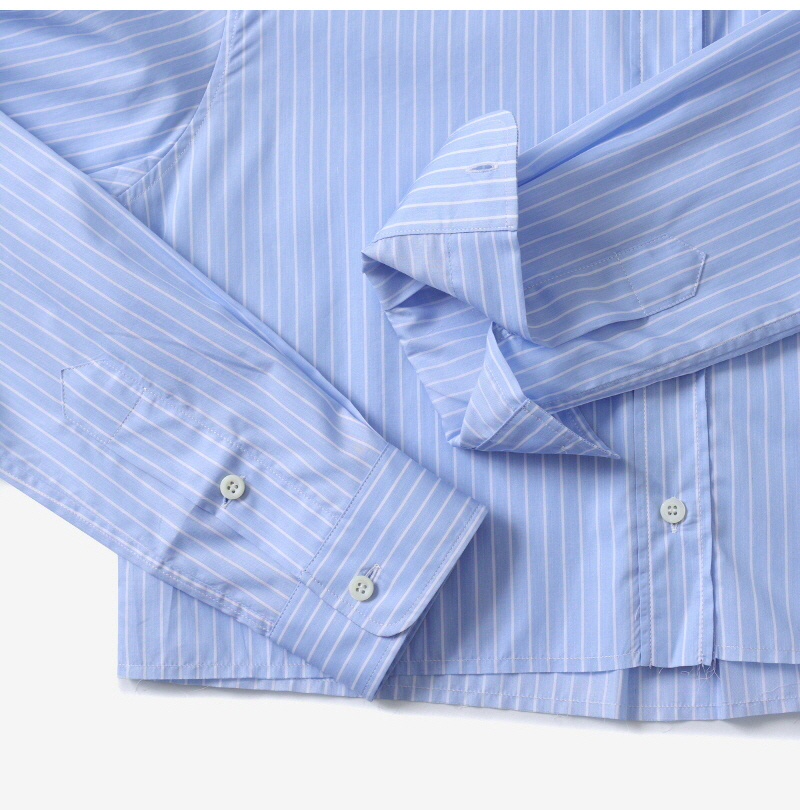 MiuMiu☆ロゴ ポプリン ストライプ クロップド シャツ (MiuMiu