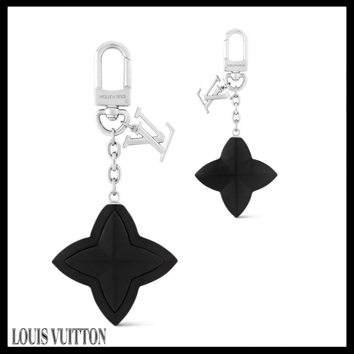 早い者勝ち！LOUIS VUITTON ブラックレザー キーホルダー ルイ