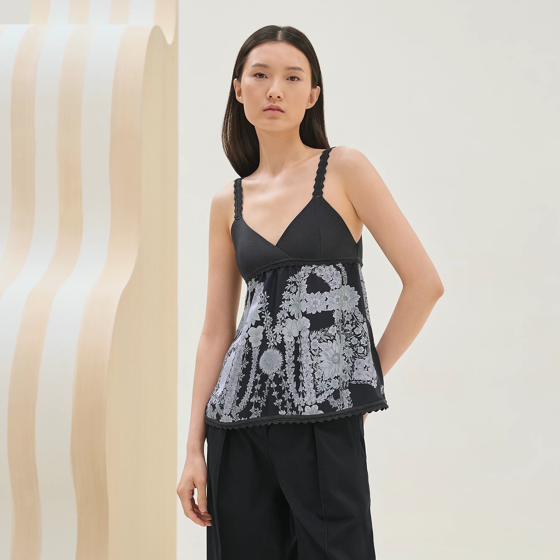 HERMES☆ ツイルレーヌ キャミ《Brides de Gala en Fleurs》