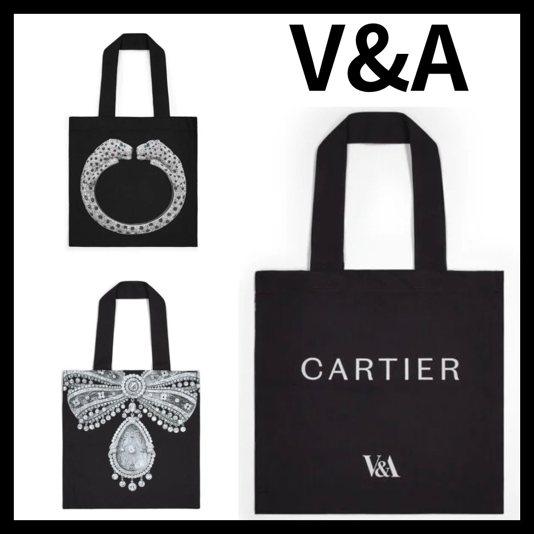 限定【V&A】UK発 CARTIER展 カルティエ トート バッグ 2柄 黒
