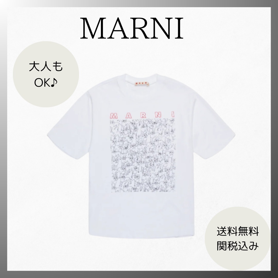 残2】大人もOK MARNI シャツ 半袖 ロゴ ブラック 12Y 150cm 残2】大人