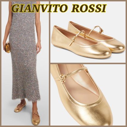 2025年購入【Gianvito Rossi】ゴールド フラットシューズ 2025年購入