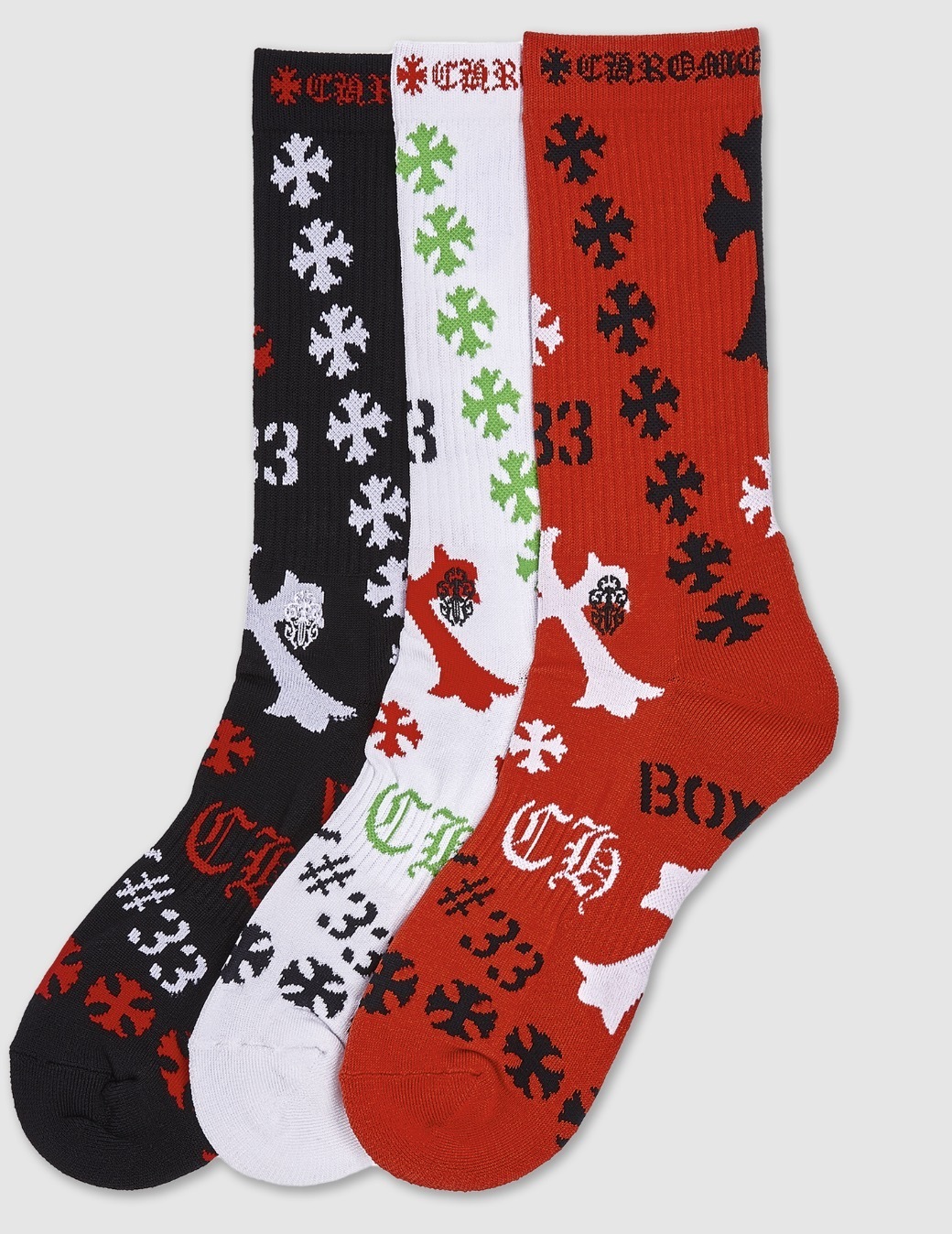 兼用【Chrome Hearts】直営 クロムハーツ ロゴ 靴下 3色 セット