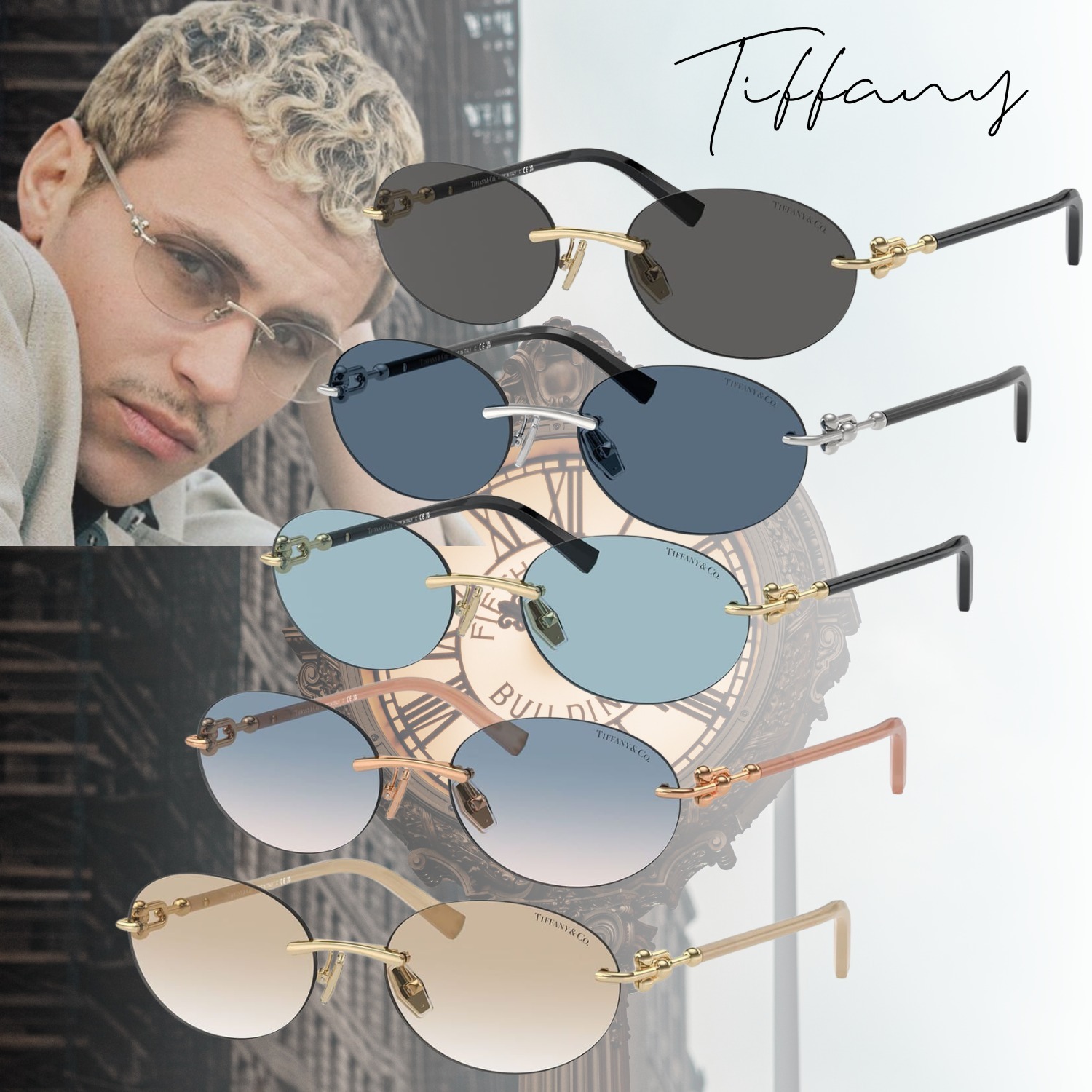 TIFFANY ティファニー リムレス Sunglasses サングラス TF3104D