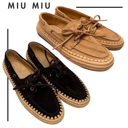 モカシン ベージュ系 MiuMiu(ミュウミュウ) 靴・シューズ(レディース