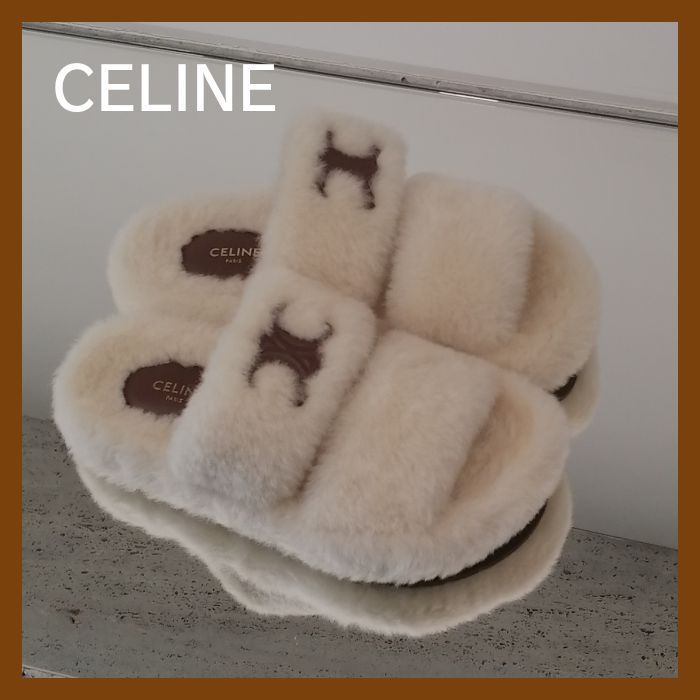 CELINE セリーヌ トリオンフ もこもこ サンダル ファースライド