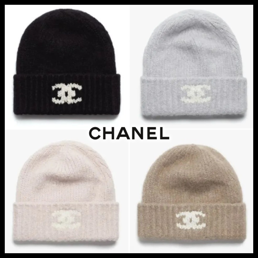 冬映えカシミア◇ギフトにも♪】CHANEL ニット帽 キャップ CC (CHANEL
